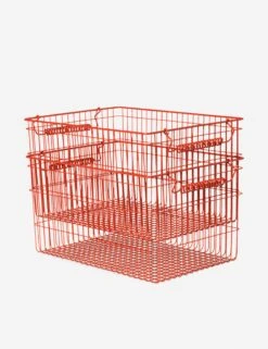Cala Stackable Baskets (Set Of 2) By Ferm Living -Home Decor Sale fermLIVING AW24 CalaStackableBaskets SetOf2 PoppyRed 1104269881 2